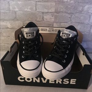 Low Converse - Black w/ Silver Glitter Tongue - 10